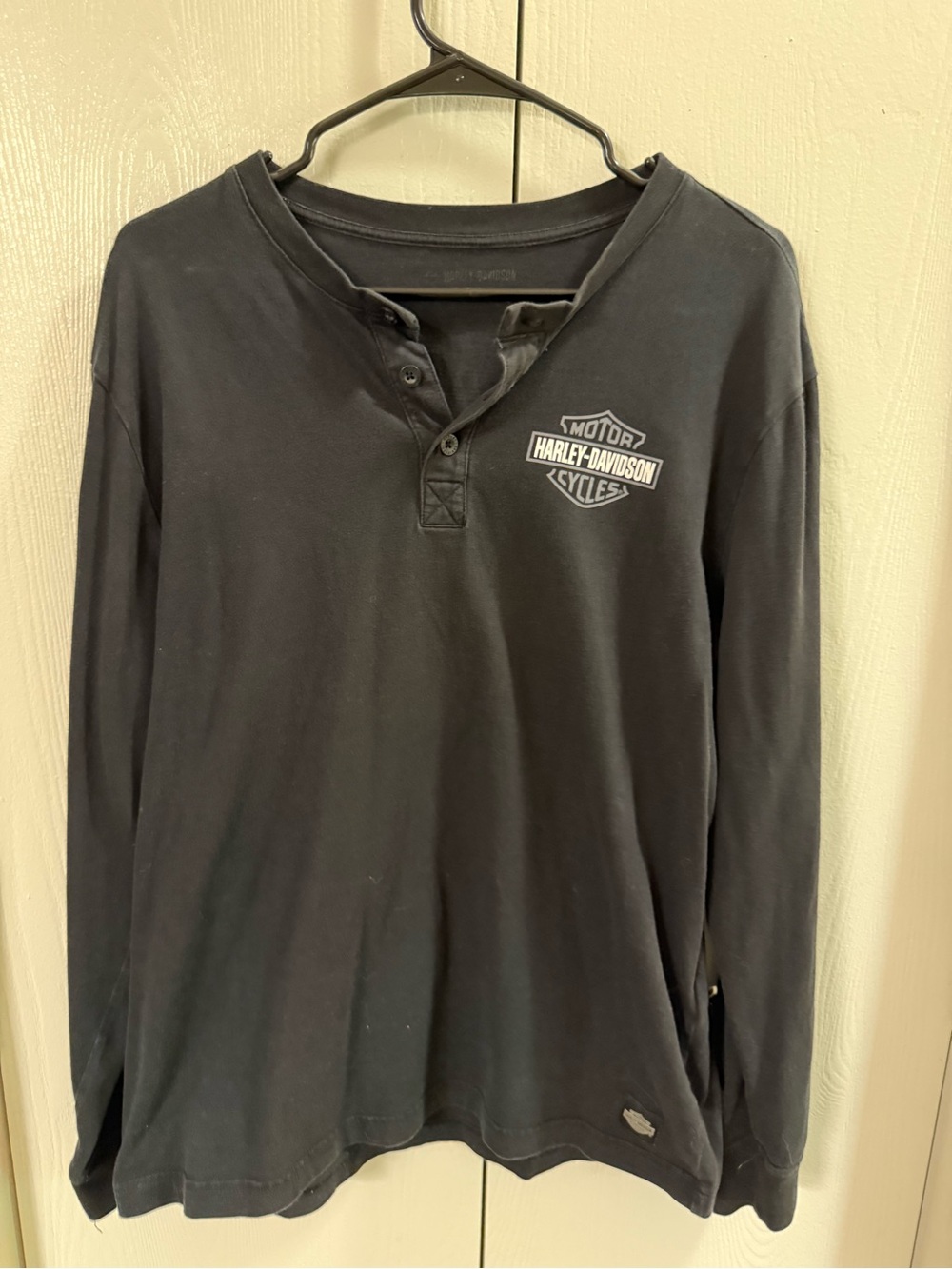 Harley-Davidson Black Long-Sleeve Henley with Chest Logo